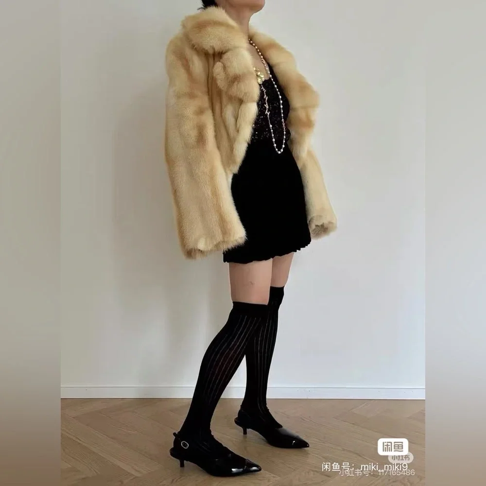 Luxurious Elegant Cream 100% Real mink Fur Coat - Picture 3 of 13
